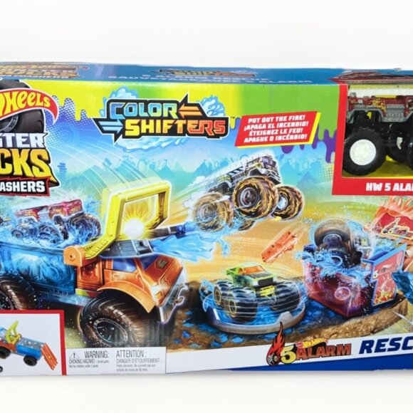 Hot Wheels Monster Trucks Arena Smashers Color Shifters 5 Alarm Rescue - Picture 1 of 7